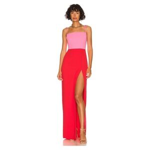 Amanda Uprichard Avani Gown in Shocking Pink & Crimson